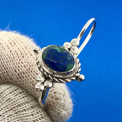 Designer FAS 925 Sterling Silver Oval Lapis Lazuli Balinese Style Earrings