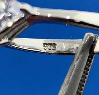 Designer 925 Sterling Silver Emerald Cut Cubic Zirconia Triangle Accented Ring