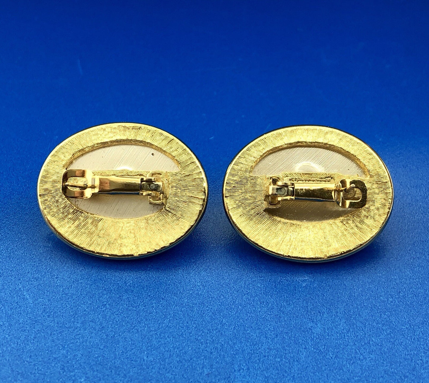 Vintage Richelieu Gold Tone Mabe Pearl Rhinestone Statement Stud Earrings