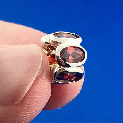 Designer 925 Sterling Silver Oval Garnet January Slide Bracelet Bead Charm