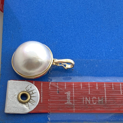 Designer JYES 14K Yellow Gold Mabe Pearl Enhancer Pendant