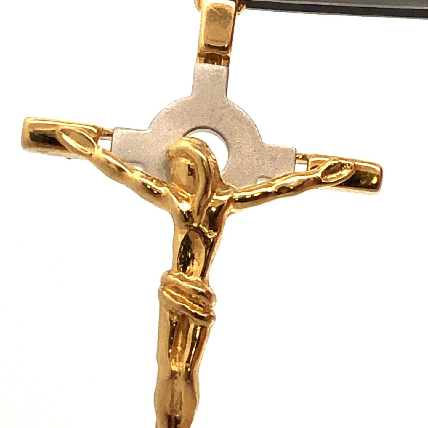 Designer 18K Yellow & White Gold Two-Toned Catholic Gift Cross Crucifix Pendant