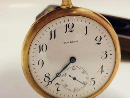 1907 Waltham 14K Gold Riverside Colonial Series Pocket Watch Original Box/COA