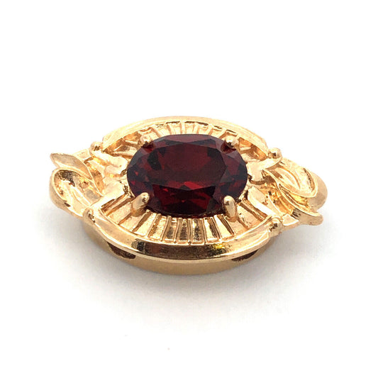 Designer 14K Yellow Gold Oval Garnet January Anniversary Slide Bracelet Charm