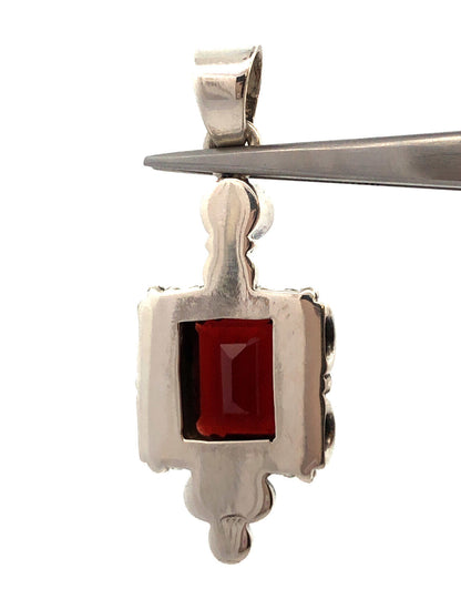 Designer Vintage Pearl Red Garnet 925 Sterling Silver Pendant