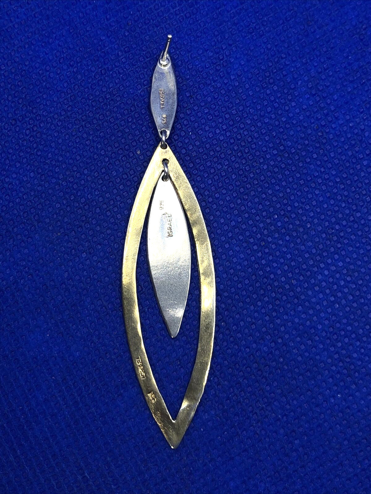 Modernist Vermeil Two-Toned 925 Sterling Silver Cut-out Dangle Earrings