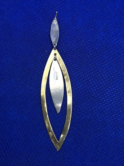 Modernist Vermeil Two-Toned 925 Sterling Silver Cut-out Dangle Earrings