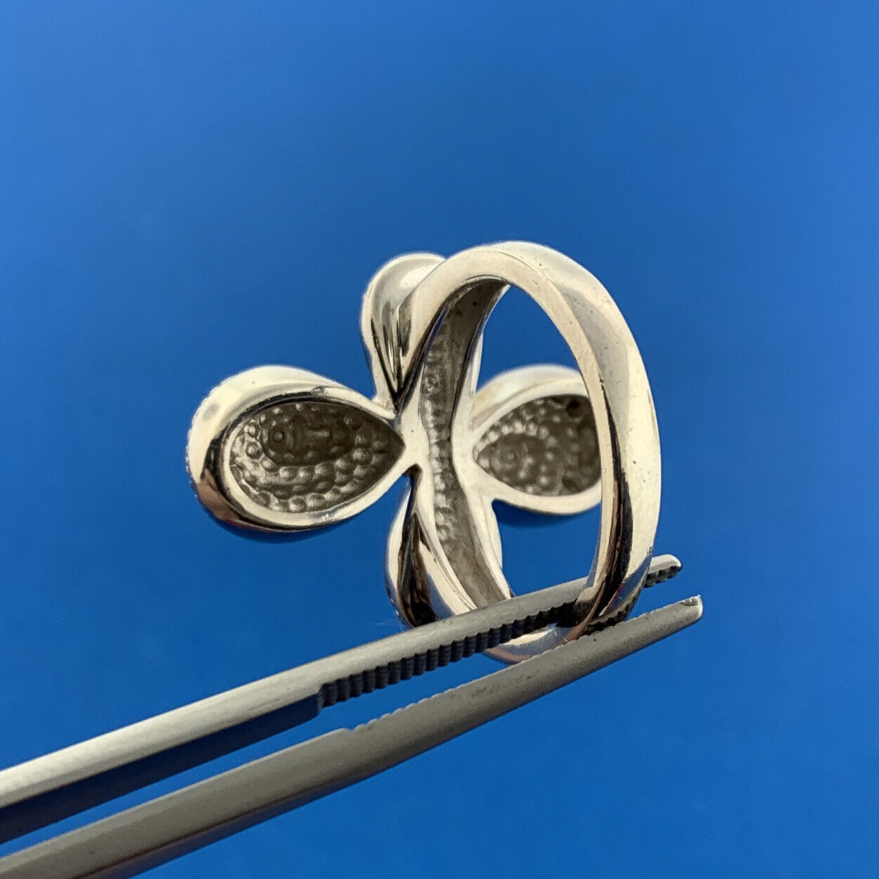 Designer 925 Sterling Silver Modernist Cross Polished Textured Statement Ring