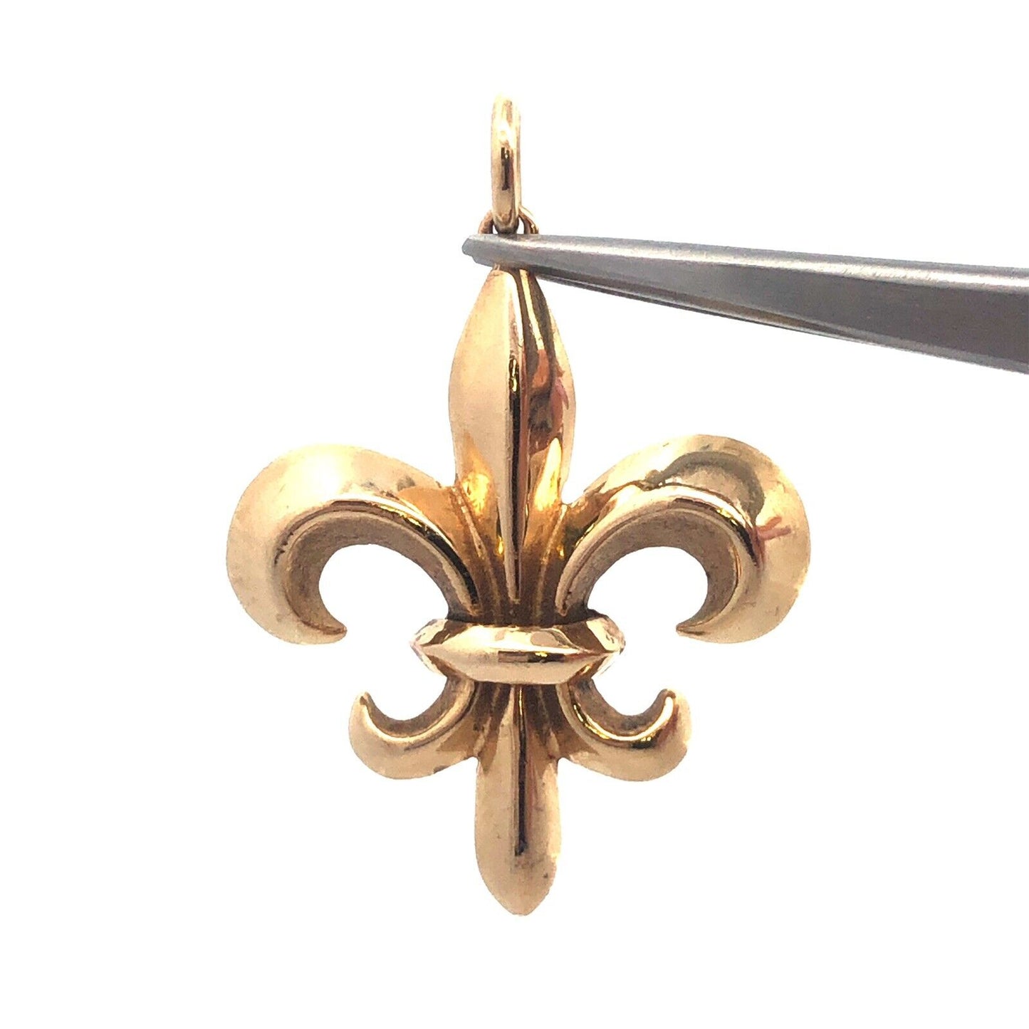 Designer 14K Yellow Gold Fleur De Lis Pendant