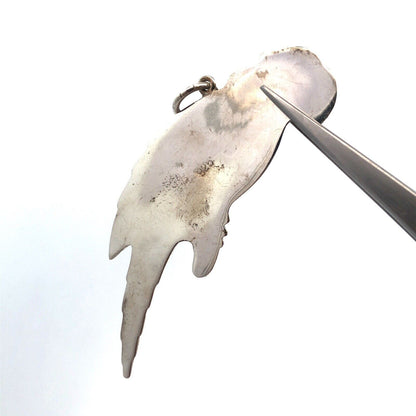 925 Sterling Silver Parrot Macaw Cockatoo Bird Statement Pendant