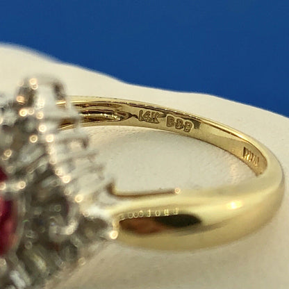Stunning 14K Yellow White Gold Diamond Pink Tourmaline Engagement Occasion Ring