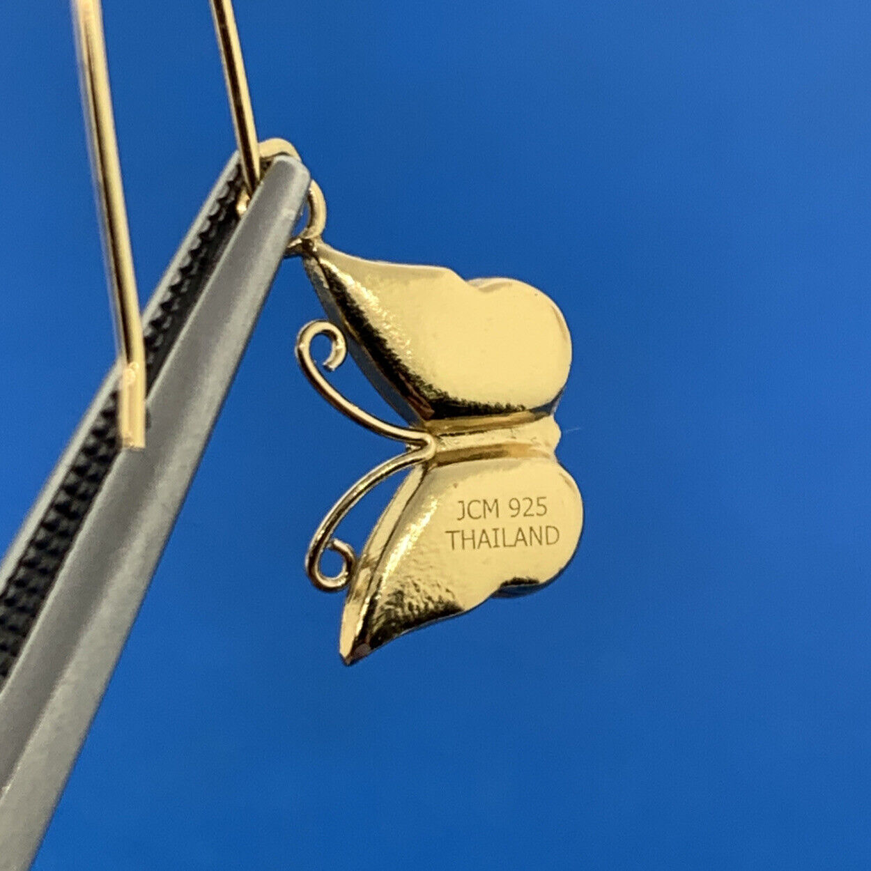 Jacmel Mauritius 925 Sterling Silver Vermeil Crystal Butterfly Dangle Earrings