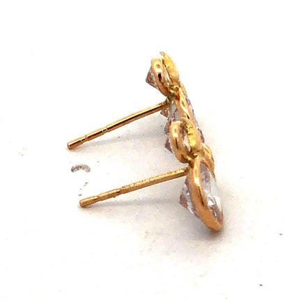 JCM Disney 10K Yellow Gold Round Cubic Zirconia CZ Minnie Mouse Stud Earrings