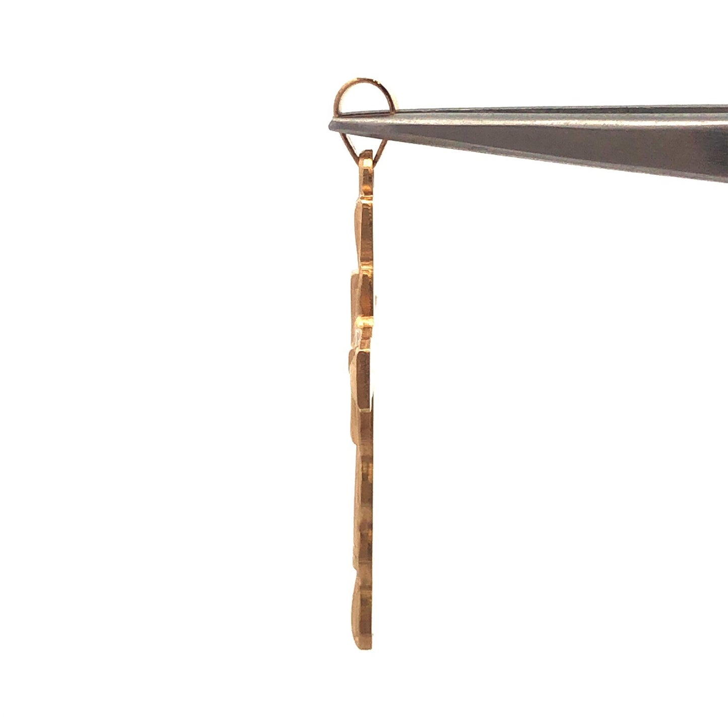 14K Yellow Gold Polished Textured Cross Religious Communion Statement Pendant