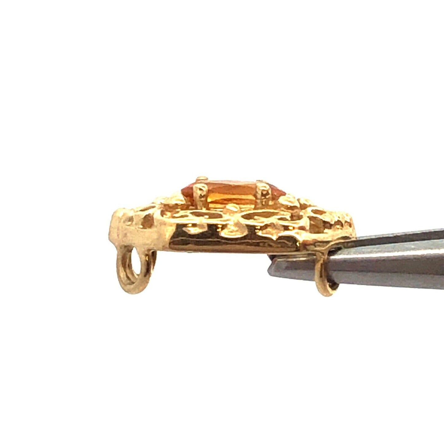Designer 10K Yellow Gold Oval Citrine November Anniversary Slide Bracelet Charm
