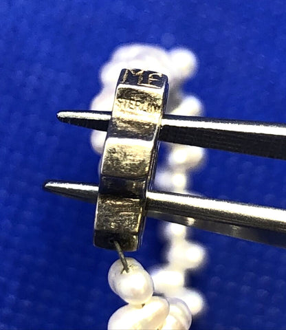 Mignon Faget 925 Sterling Silver Hive Collection Pearl Beaded Toggle Necklace