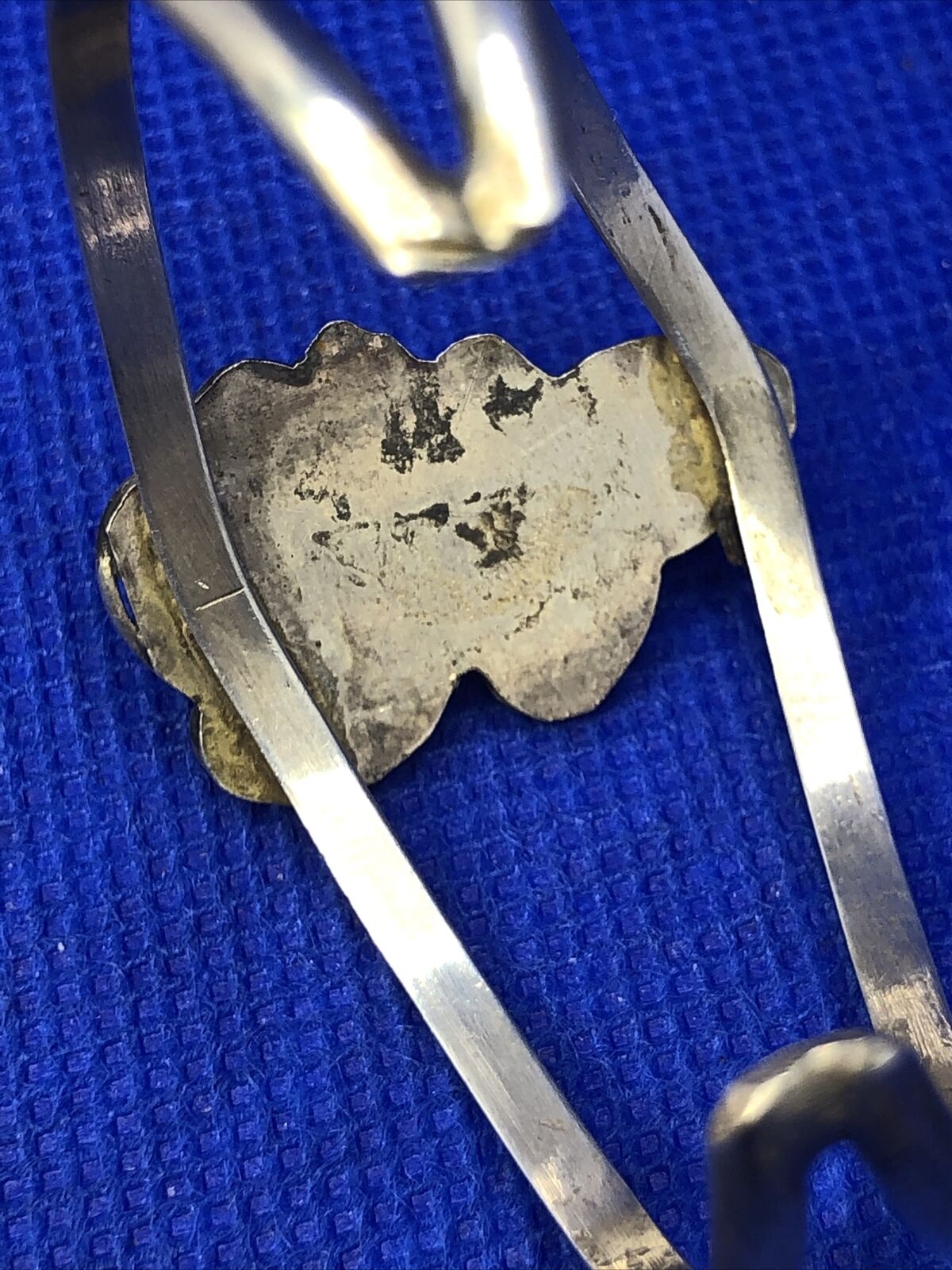 Old Pawn 925 Sterling Silver Squash Blossom Turquoise & Coral Open Cuff Bracelet