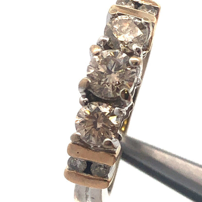 Gorgeous 14k White Gold Round Cut Diamond Raised Crown Band Ring Size 5.25