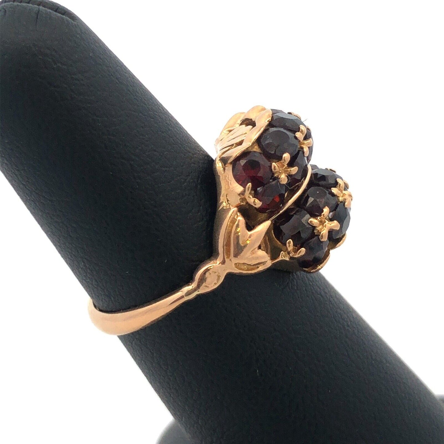 Art Deco 18K Yellow Gold Garnet Dome Statement January Birthstone Cocktail Ring