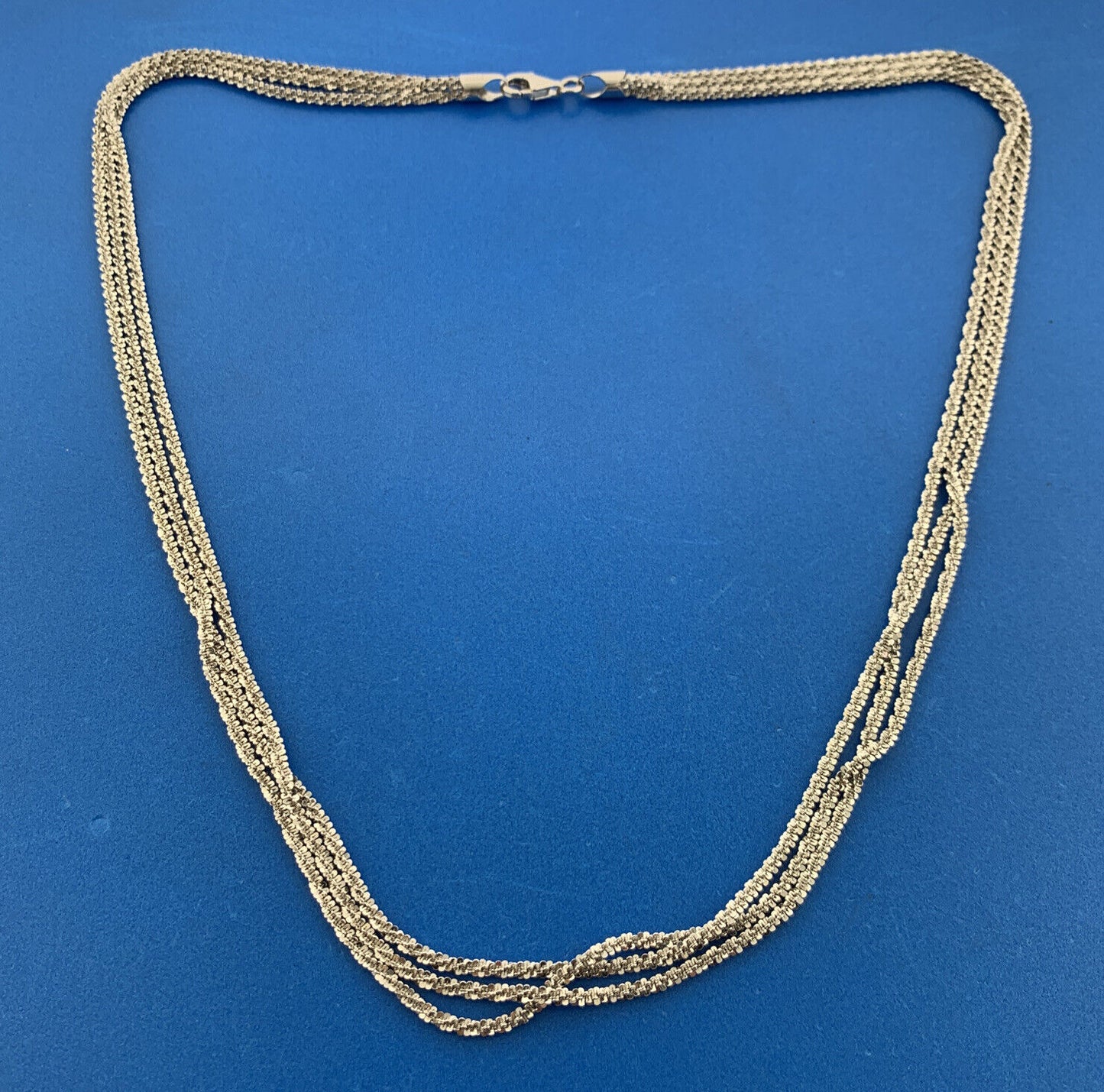 Designer Milor Italy 925 Sterling Silver Diamond Cut Sparkling 3 Strand Necklace