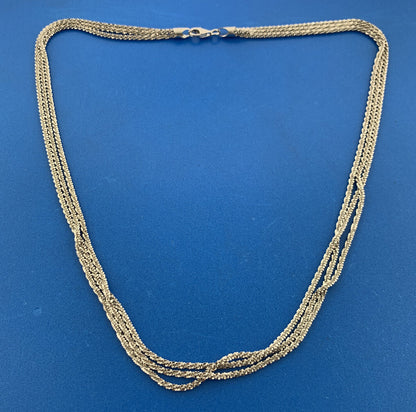 Designer Milor Italy 925 Sterling Silver Diamond Cut Sparkling 3 Strand Necklace