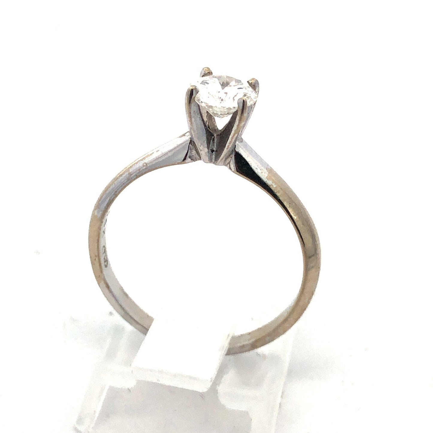 Designer 14K White Gold Round Diamond Solitaire Size 6.75 Engagement Ring