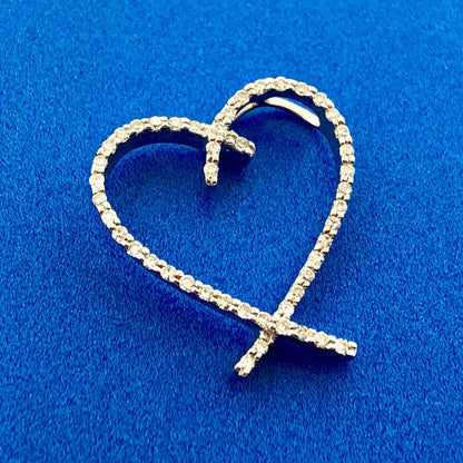 Designer JX 14K White Gold Diamond Eternity Heart Charm Pendant