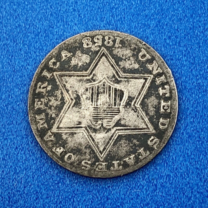 1858 P 3 Cent Silver Three Cent Piece 3c Better Key Philadelphia Mint Coin