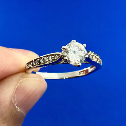 Spectacular 925 Sterling Silver Cubic Zirconium Diamond Accent Engagement Ring