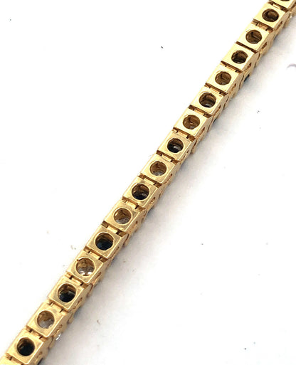 Vintage 14K Yellow Gold Round Blue Sapphire Diamond Statement Tennis Bracelet