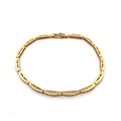 Designer 14K Yellow Gold Diamonique Cubic Zirconia CZ Statement Tennis Bracelet