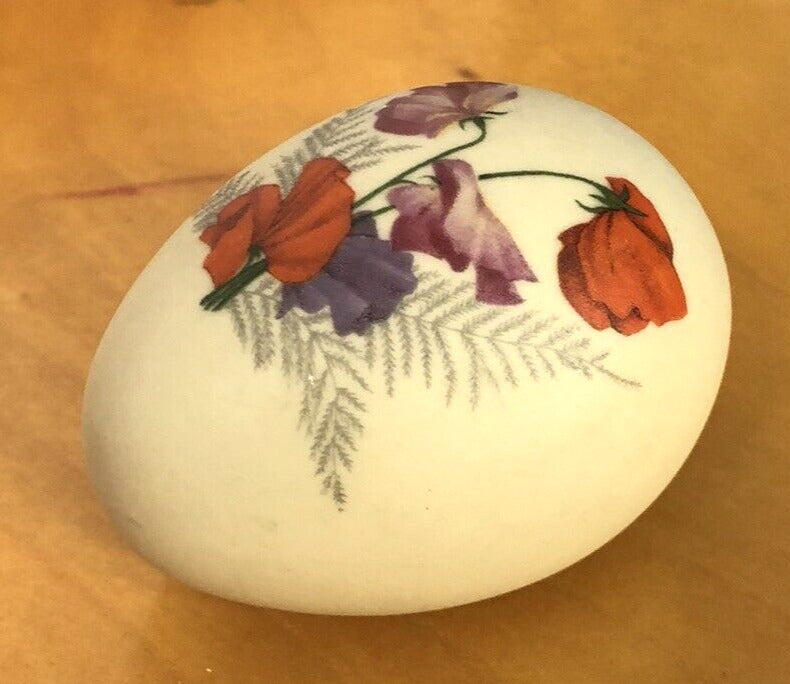 Vintage 3 Pc Lot Of 2 Heart Trinket Boxes & 1 Painted Porcelain Egg Paperweight