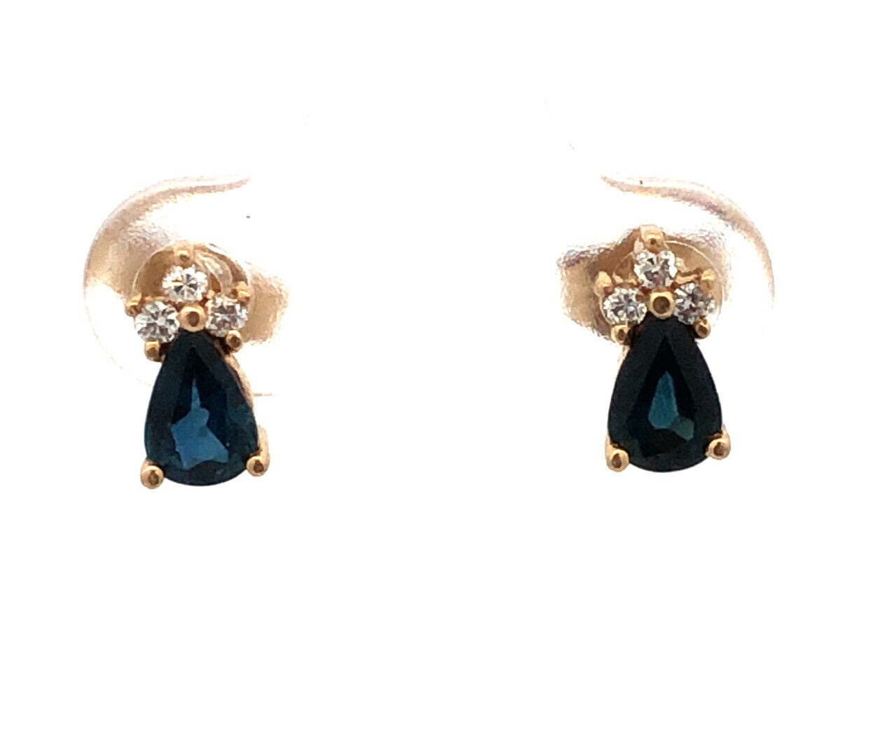 Designer 14K Yellow Gold London Blue Topaz Diamond Accented Stud Earrings