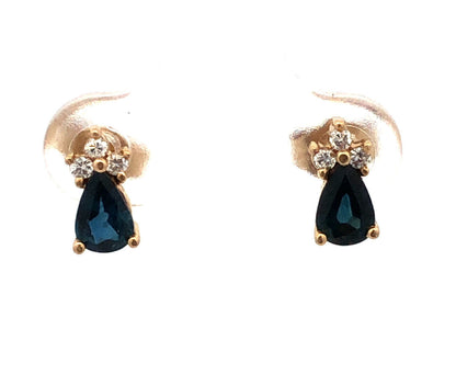Designer 14K Yellow Gold London Blue Topaz Diamond Accented Stud Earrings