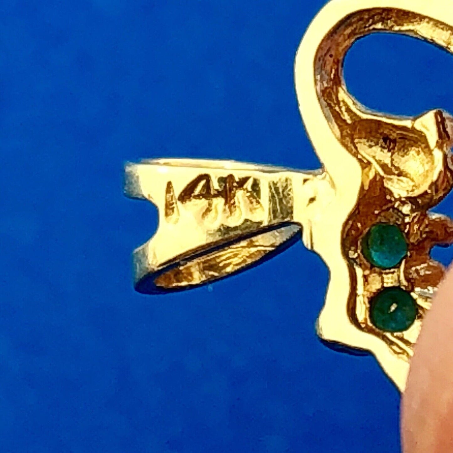 Vintage 14K Yellow White Gold Emerald Diamond Heart Sweetheart Birthday Pendant