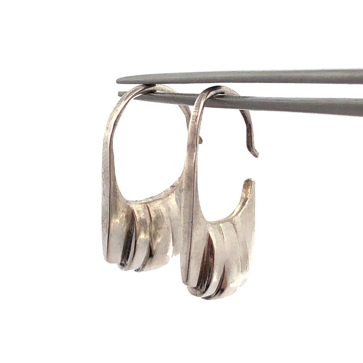 Designer 925 Sterling Silver Modernist Hoop Hook Dangle Earrings