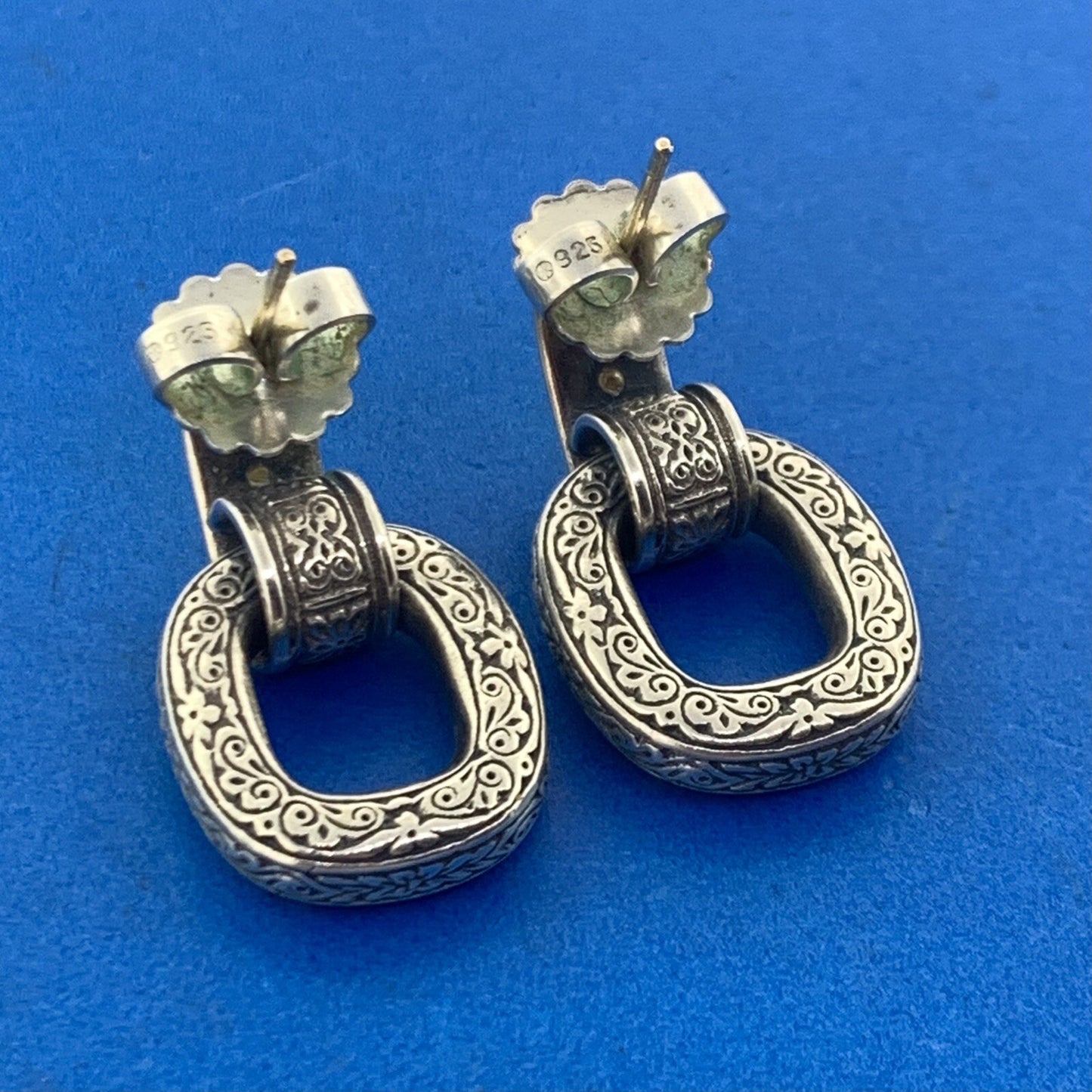 Konstantino 925 Sterling Silver 18K Yellow Gold Scroll Door Knocker Earrings