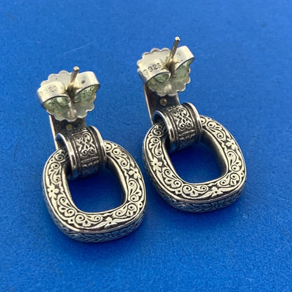 Konstantino 925 Sterling Silver 18K Yellow Gold Scroll Door Knocker Earrings
