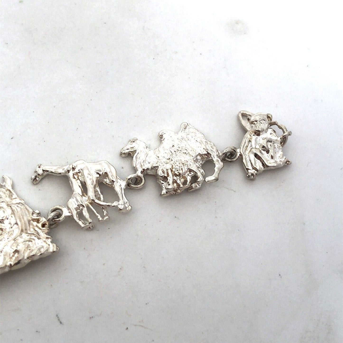 Designer 925 Sterling Silver Noah's Ark Animals Panel Bracelet