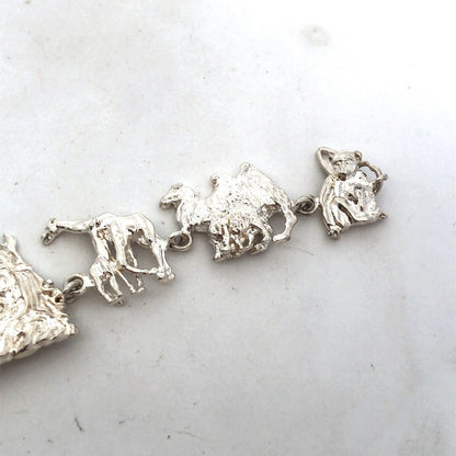 Designer 925 Sterling Silver Noah's Ark Animals Panel Bracelet