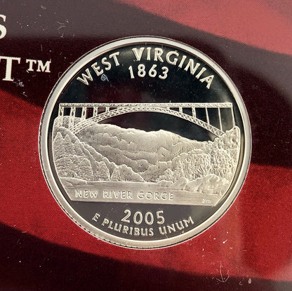 2005 S United States Mint 50 State Quarters 5 Coin Silver Proof Set OMP/COA
