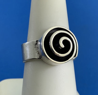 Vintage Taxco 925 Sterling Silver Modernist Crop Circle Pinwheel Statement Ring