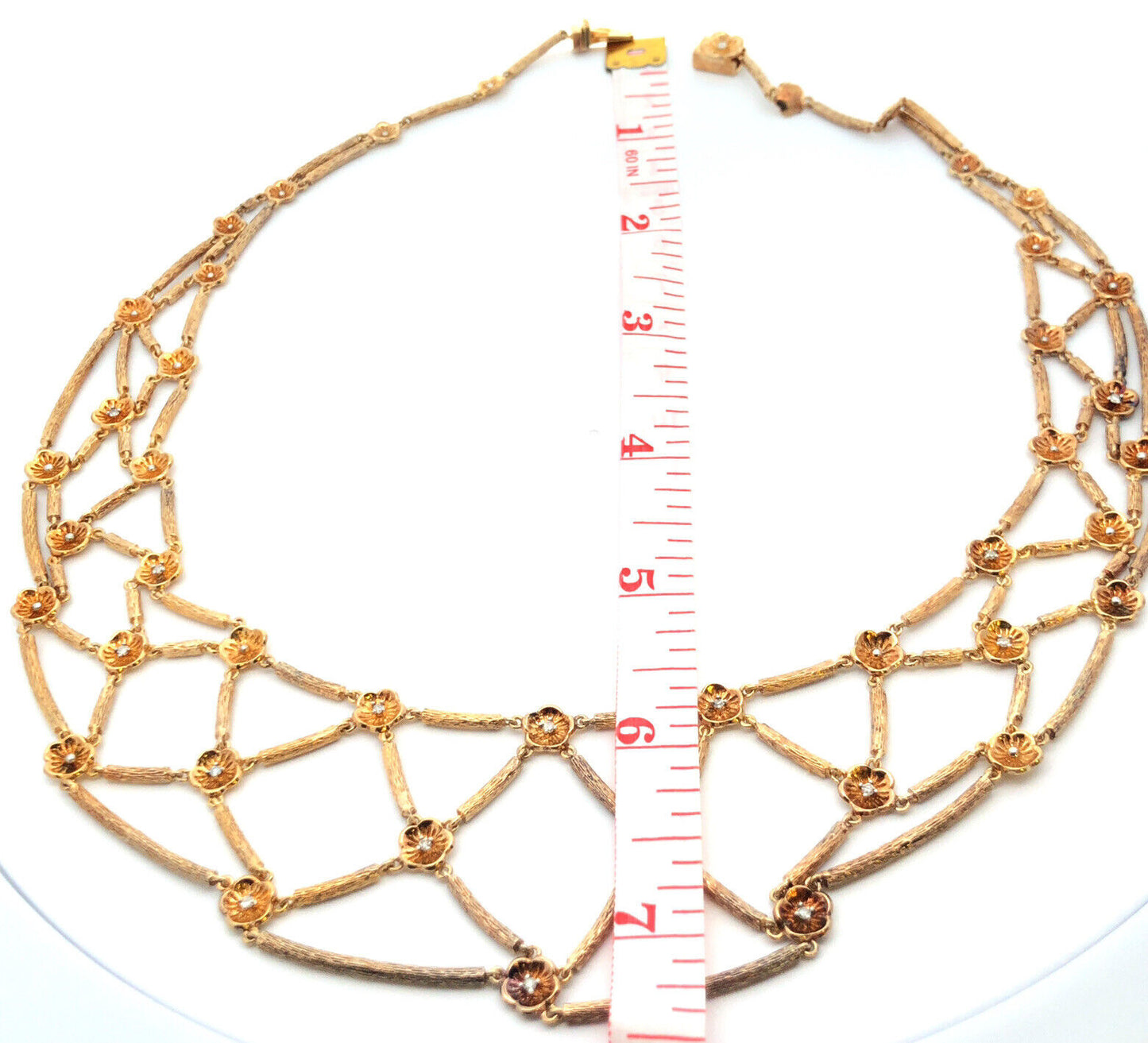Designer Stephen Dweck 925 Sterling Silver Vermeil Diamond Floral Statement Necklace