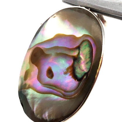 Vintage 925 Sterling Silver Oval Abalone Dangle Stud Earrings