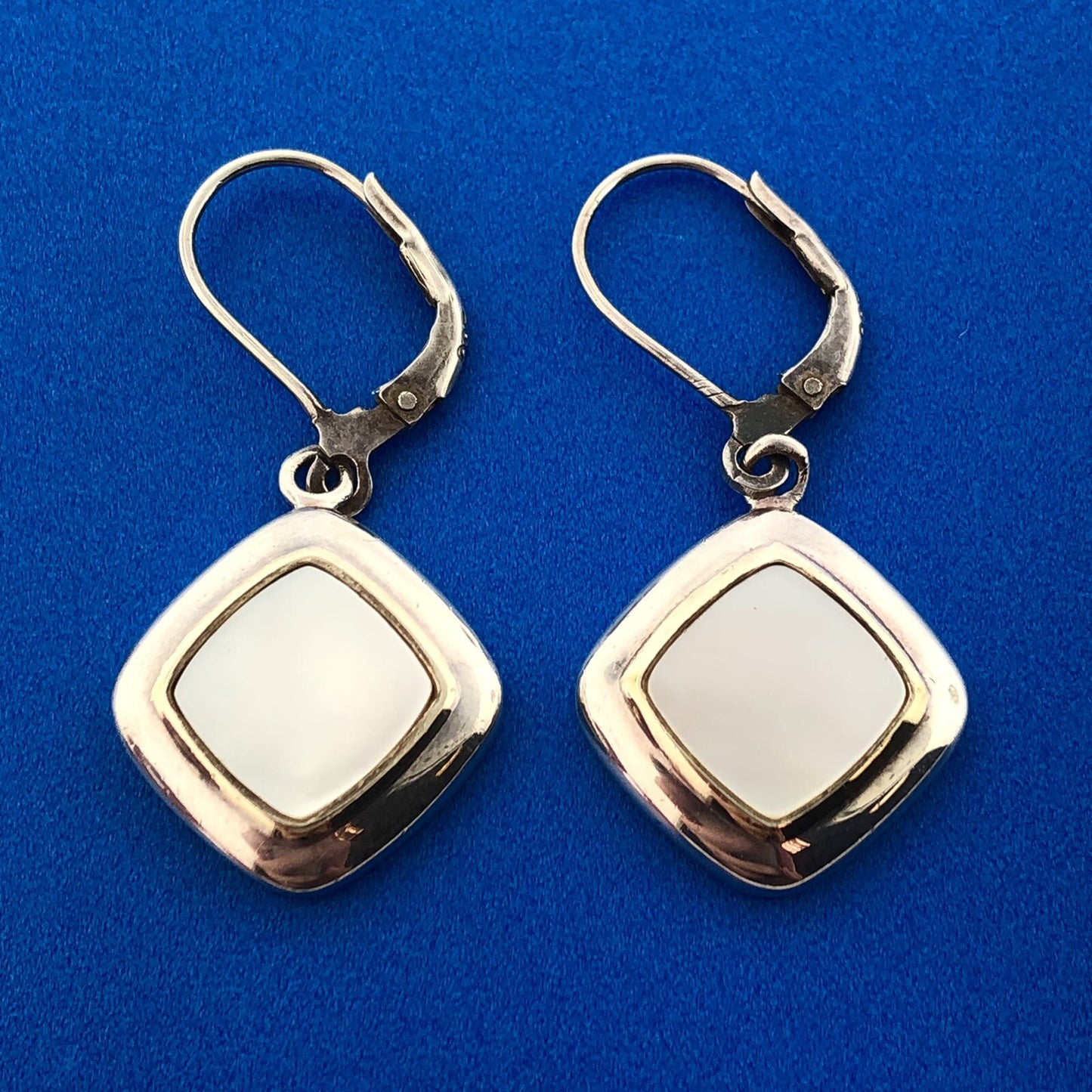Designer Ecclissi 925 Sterling Silver Mother Of Pearl Inlay Drop Dangle Earrings