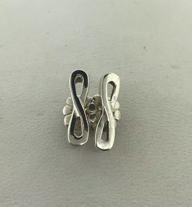 Designer 925 Sterling Silver Infinity Ribbon Figure Eight Stud Earrings