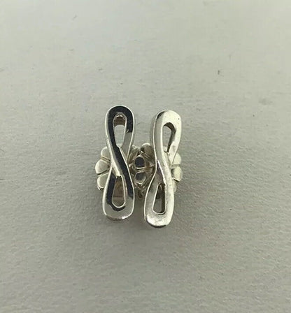 Designer 925 Sterling Silver Infinity Ribbon Figure Eight Stud Earrings