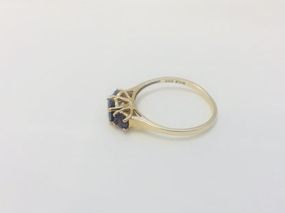 14K Yellow Gold Tanzanite Trio Bridal Anniversary Cocktail Ring
