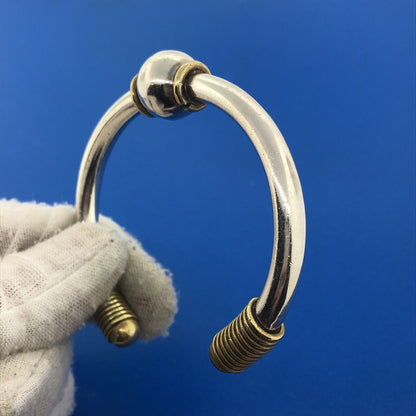 Vintage Taxco Mexico TD-70 925 Sterling Silver Brass Highlights Cuff Bracelet