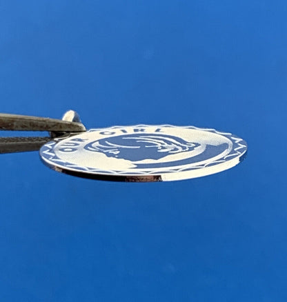 Vintage 925 Sterling Silver Our Girl Textured Engravable Bracelet Circle Charm